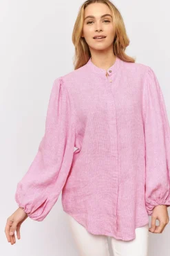 Alessandra Tops|Charade Shirt - Pink Houndstooth