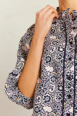 Alessandra Tops|Lia Shirt Raya - Navy