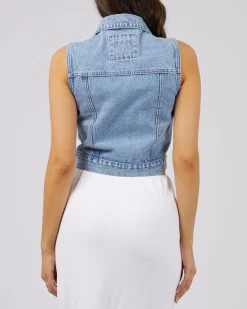 All About Eve Tops|Jackets & Coats|Harper Denim Vest- Light Blue