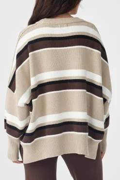 ARCAA Knitwear|Harper Stripe Sweater - Chocolate, Cream & Black