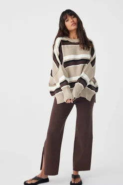 ARCAA Knitwear|Harper Stripe Sweater - Chocolate, Cream & Black