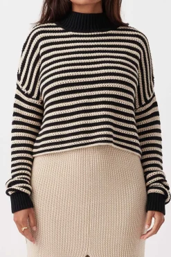 ARCAA Knitwear|Jumpers|June Cropped Sweater - Sand & Black