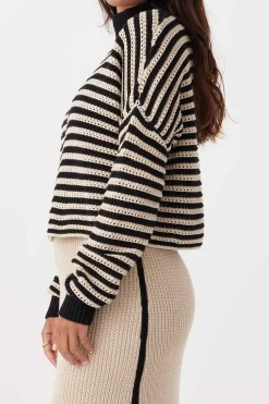 ARCAA Knitwear|Jumpers|June Cropped Sweater - Sand & Black