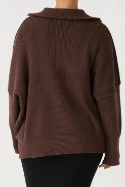 ARCAA Knitwear|Margo Button Up Sweater - Chocolate