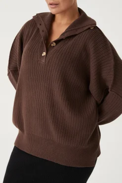 ARCAA Knitwear|Margo Button Up Sweater - Chocolate