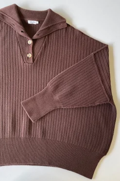 ARCAA Knitwear|Margo Button Up Sweater - Chocolate