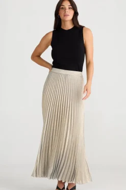 Brave & True Skirts|Brave & True Alias Pleated Skirt - Champagne
