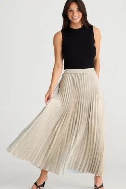 Brave & True Skirts|Brave & True Alias Pleated Skirt - Champagne
