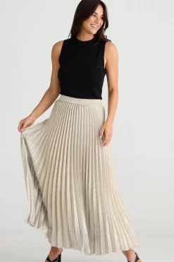 Brave & True Skirts|Brave & True Alias Pleated Skirt - Champagne