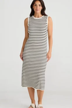 Brave & True Knitwear|Dresses|Brave & True Squad Dress - Ecru with Black Stripe