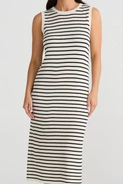 Brave & True Knitwear|Dresses|Brave & True Squad Dress - Ecru with Black Stripe