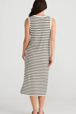 Brave & True Knitwear|Dresses|Brave & True Squad Dress - Ecru with Black Stripe