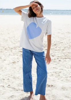 Cartel & Willow Tops|Cartel & Willow Cornflower Heart Tee - Marle/Cornflower