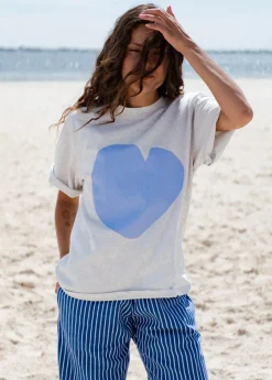 Cartel & Willow Tops|Cartel & Willow Cornflower Heart Tee - Marle/Cornflower