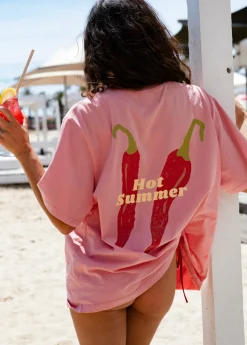 Cartel & Willow Toggle Menu|Tops|Cartel & Willow Hot Summer Tee - Pink/Hot Summer Print