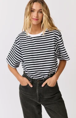 Cartel & Willow Tops|Cartel & Willow Marlie Tee - Black/White Stripe
