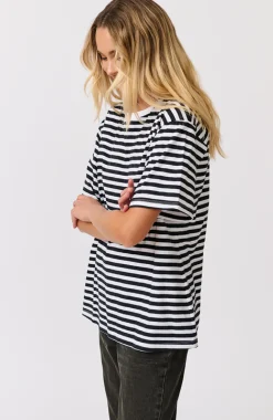 Cartel & Willow Tops|Cartel & Willow Marlie Tee - Black/White Stripe