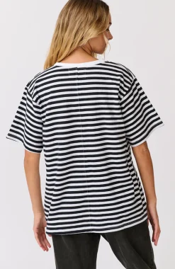 Cartel & Willow Tops|Cartel & Willow Marlie Tee - Black/White Stripe