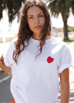 Cartel & Willow Tops|Cartel & Willow Mini Heart Tee - White/Deep Red