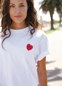 Cartel & Willow Tops|Cartel & Willow Mini Heart Tee - White/Deep Red