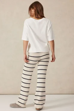 Ceres Life Pants|Knitwear|Bootleg Knit Pant - Ecru/Navy Stripe