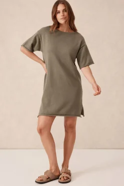 Ceres Life Knitwear|Dresses|Boxy Knit Dress - Moss Green