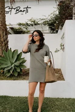 Ceres Life Knitwear|Dresses|Boxy Knit Dress - Moss Green