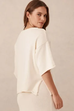Ceres Life Tops|Knitwear|Boxy Knit Tee- Eggshell