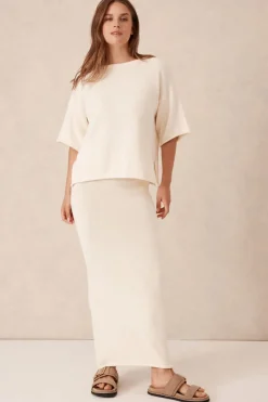 Ceres Life Tops|Knitwear|Boxy Knit Tee- Eggshell