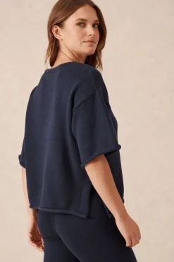 Ceres Life Tops|Knitwear|Boxy Knit Tee- Navy