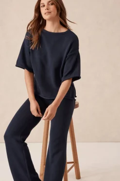 Ceres Life Tops|Knitwear|Boxy Knit Tee- Navy