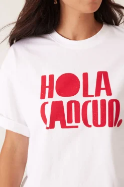 Ceres Life Tops|Boyfriend Tee - Hola Cancun Heritage Red