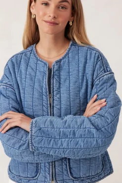 Ceres Life Jackets & Coats|Comfy Quilted Boxy Jacket - Worn Blue