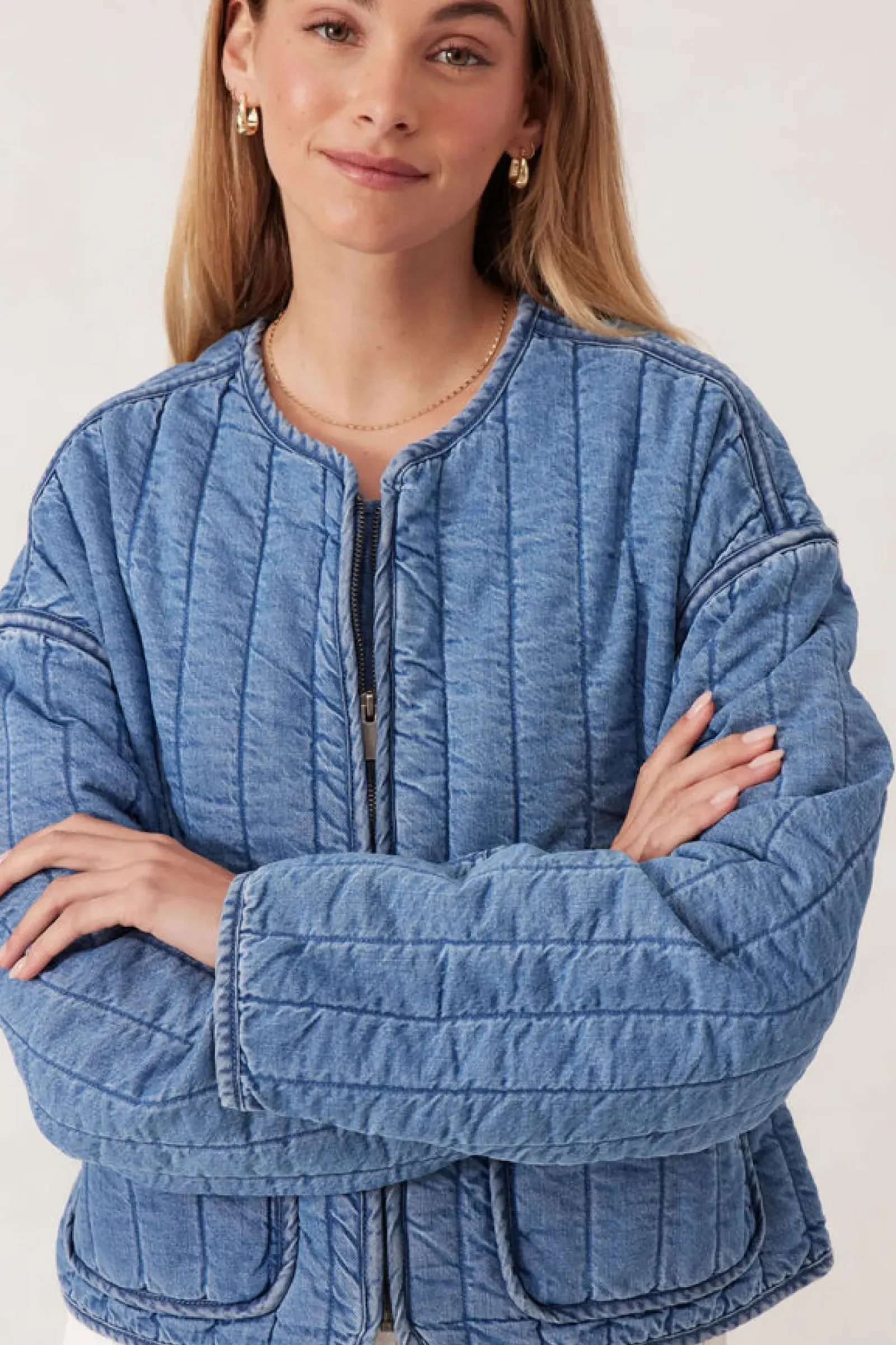 Ceres Life Jackets & Coats|Comfy Quilted Boxy Jacket - Worn Blue
