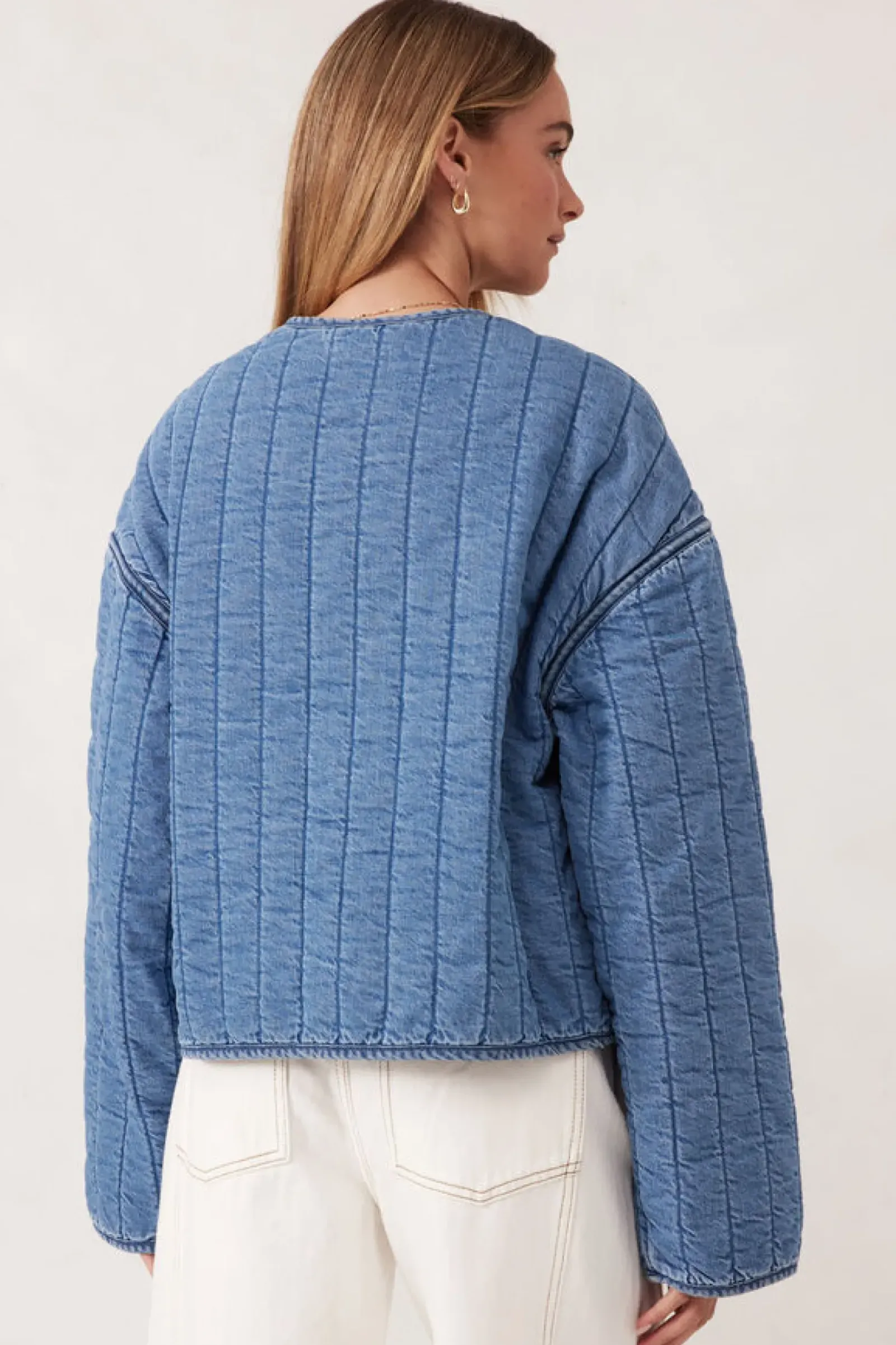 Ceres Life Jackets & Coats|Comfy Quilted Boxy Jacket - Worn Blue