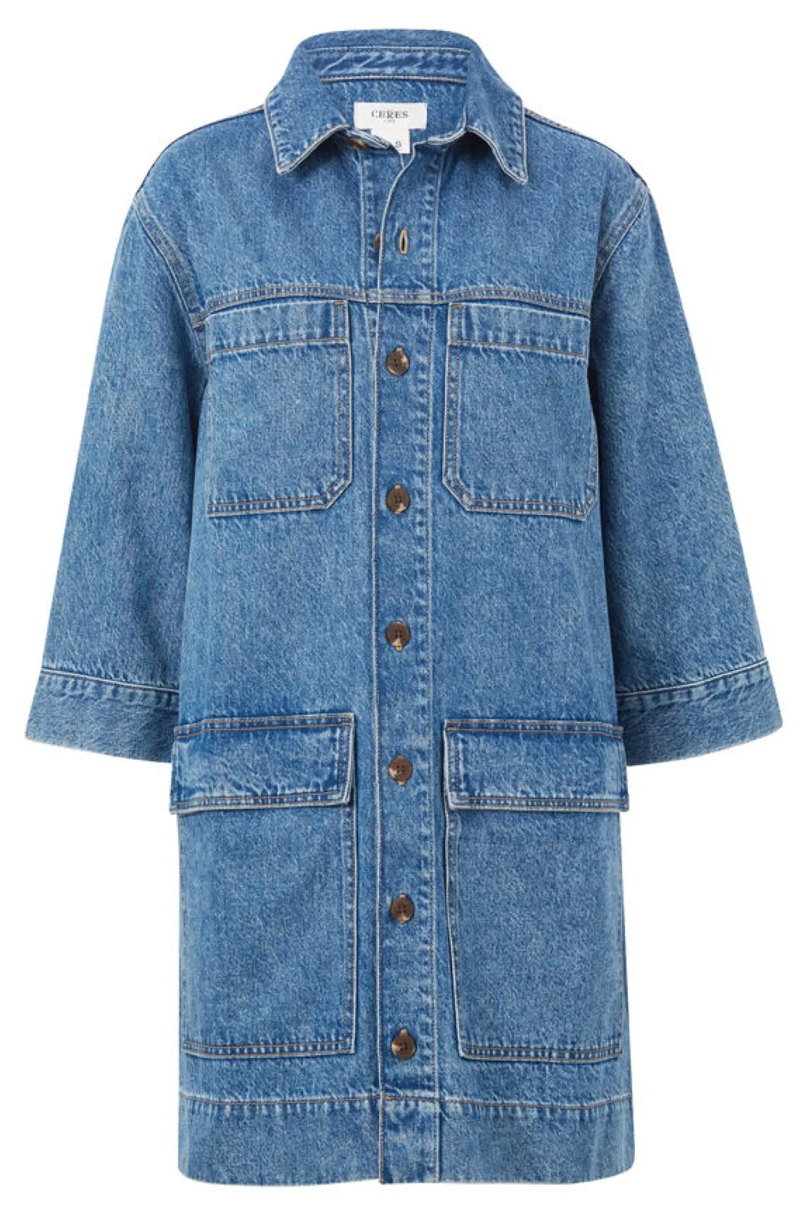 Ceres Life Jackets & Coats|Dresses|Half Sleeve Boxy Shirt Dress - Fresh Indigo Denim