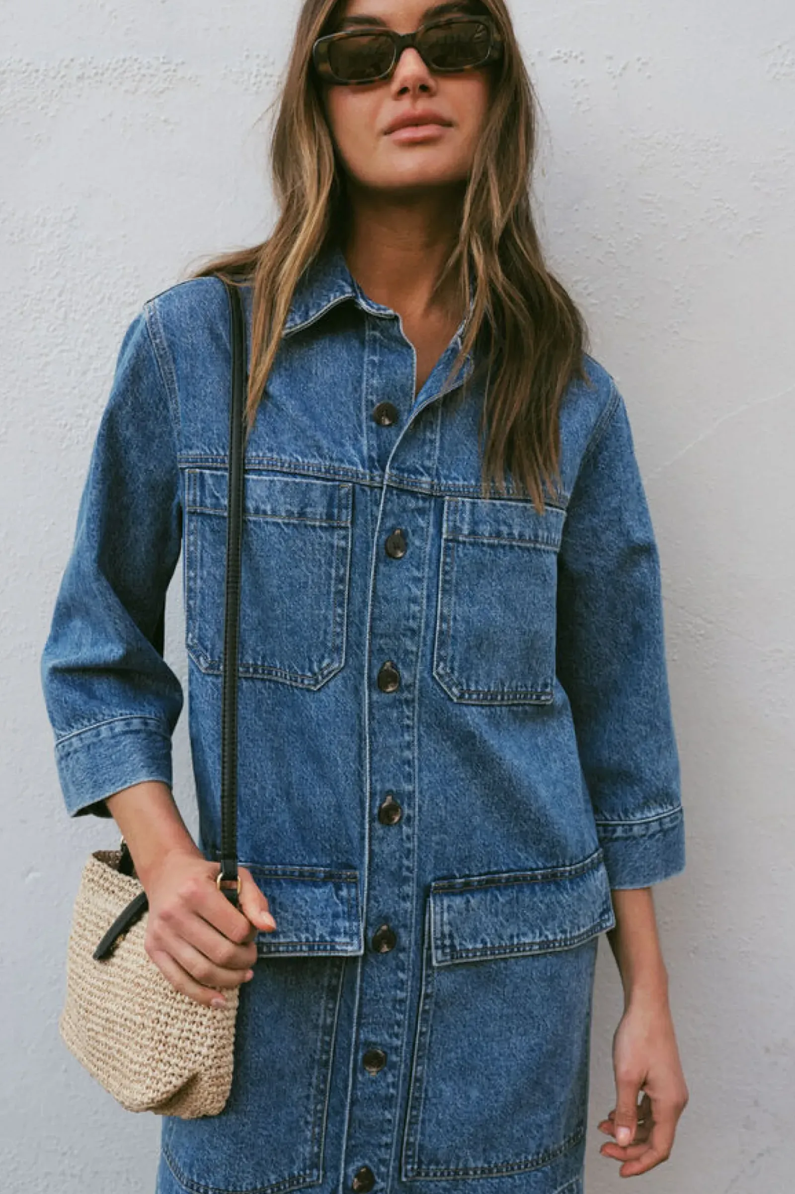Ceres Life Jackets & Coats|Dresses|Half Sleeve Boxy Shirt Dress - Fresh Indigo Denim