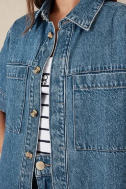 Ceres Life Tops|Jacqui Felgate Boxy Denim Shirt - Indigo Denim