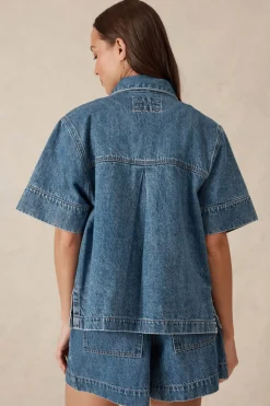 Ceres Life Tops|Jacqui Felgate Boxy Denim Shirt - Indigo Denim