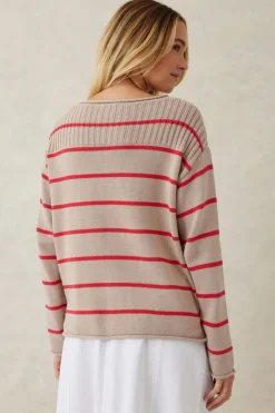 Ceres Life Tops|Knitwear|Ladder Stitch Knit - String Heritage Red Stripe