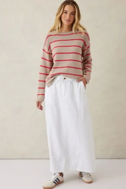 Ceres Life Tops|Knitwear|Ladder Stitch Knit - String Heritage Red Stripe
