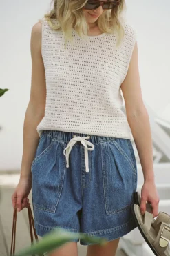 Ceres Life Tops|Knitwear|Mesh Knit Tank - Ecru