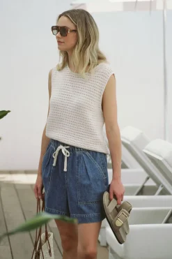 Ceres Life Tops|Knitwear|Mesh Knit Tank - Ecru