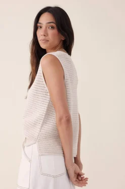 Ceres Life Tops|Knitwear|Mesh Knit Tank - Ecru