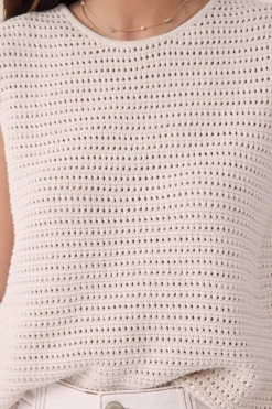 Ceres Life Tops|Knitwear|Mesh Knit Tank - Ecru