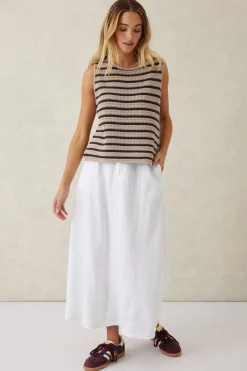 Ceres Life Tops|Mesh Knit Tank - String/Phantom Stripe