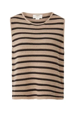 Ceres Life Tops|Mesh Knit Tank - String/Phantom Stripe