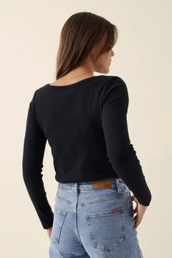 Ceres Life Tops|Organic Rib Long Sleeve Top - Black