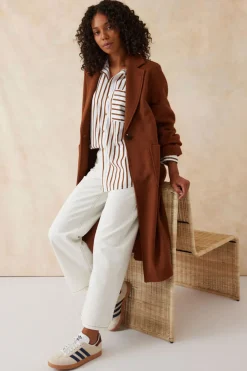 Ceres Life Tops|Oversized Poplin Shirt - White Biscuit Stripe