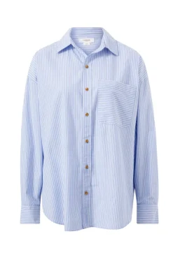 Ceres Life Tops|Oversized Poplin Shirt - White Heritage Blue Stripe
